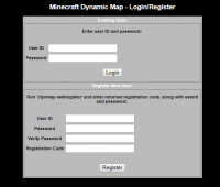 Dynmap Login/Register page